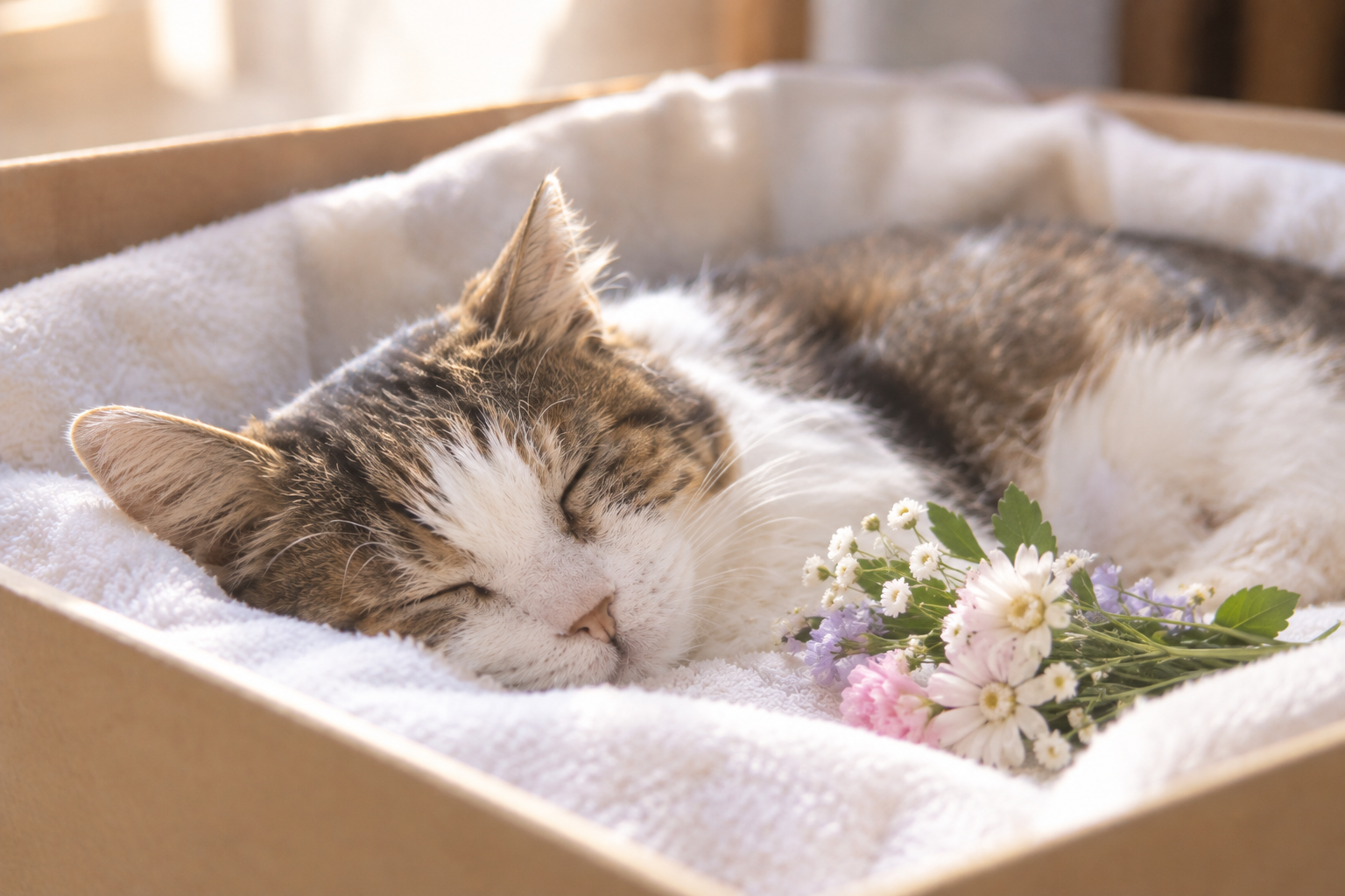 安らかに眠る猫