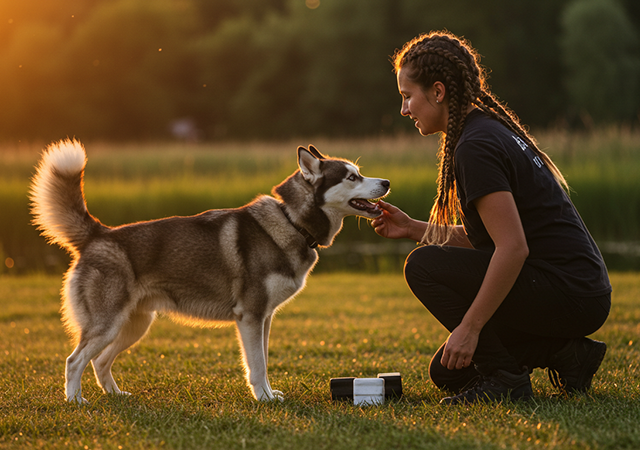 犬と飼い主の訓練風景
