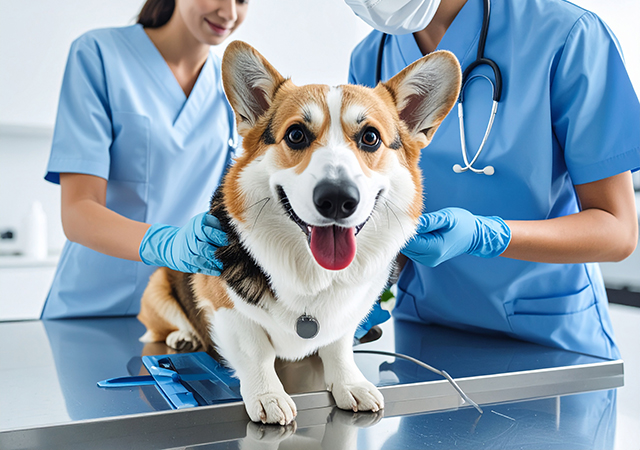 犬が健康診断を受けている