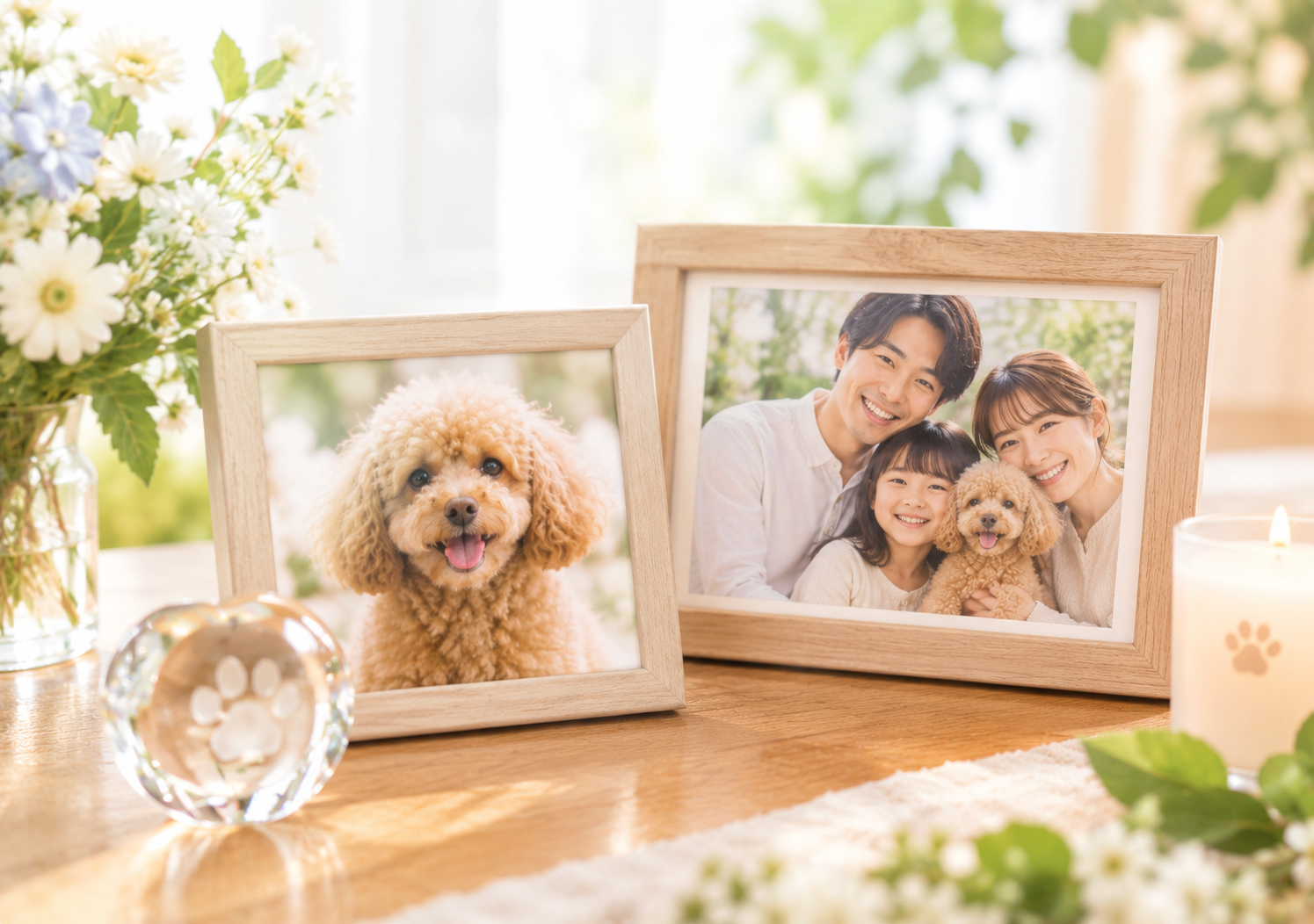 ペットと家族の写真